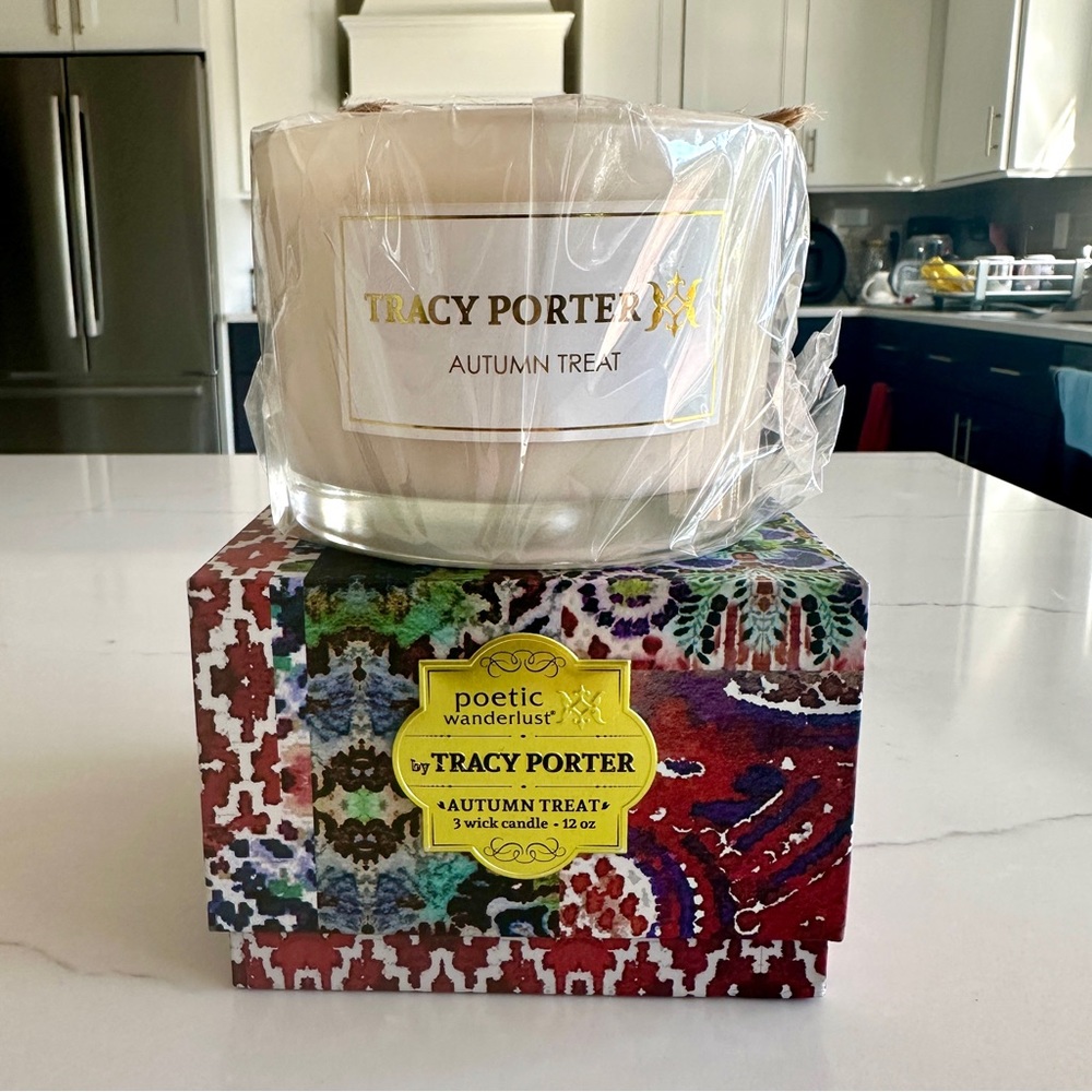 RARE NIB Tracy Porter Poetic Wanderlust AUTUMN TREAT 12 oz 3 Wick Candle